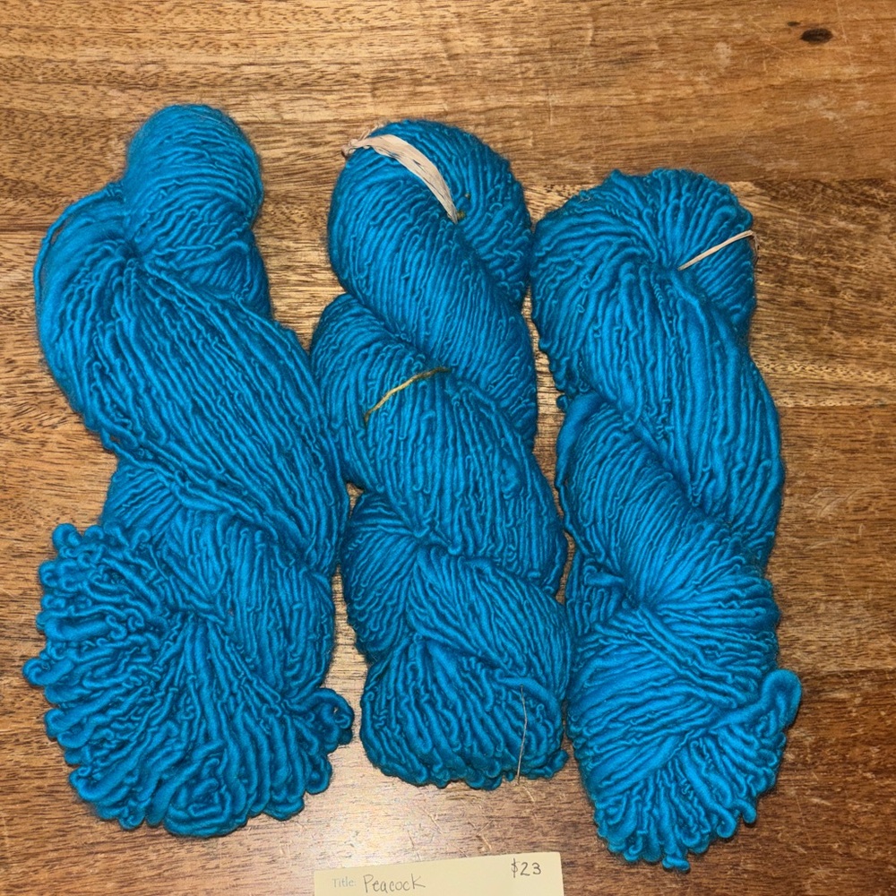 Handspun Yarn Skeins in Vibrant Peacock Blue